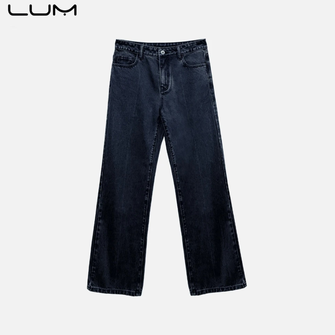 Steel Blue Straight-Leg Jeans