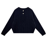 Diamond-Patterned Cable Knit Button-Up Sweater