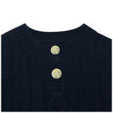 Diamond-Patterned Cable Knit Button-Up Sweater