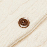 Diamond-Patterned Cable Knit Button-Up Sweater