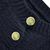 Diamond-Patterned Cable Knit Button-Up Sweater