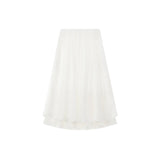 Sparkling Sequin Embellished Soft Chiffon Elastic Waist Pleated Skirt