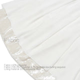 Sparkling Sequin Embellished Soft Chiffon Elastic Waist Pleated Skirt