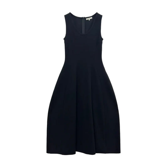 U-Neck Little Black Dress with a Tulip Silhouette