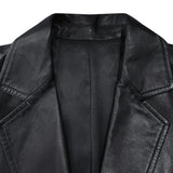 Vegetable-Tanned Sheepskin Contrast-Sleeve Vintage Suit Leather Jacket