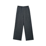 Casual Straight-Leg Pants with a French Puff Silhouette and a Soft Wool Blend