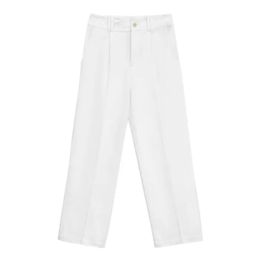 Center-Seam Nine-Length Straight-Leg Commuter Pants