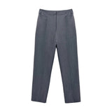 Commuting Skinny Pants Neat and Slim Straight-Leg Slit Casual Pants