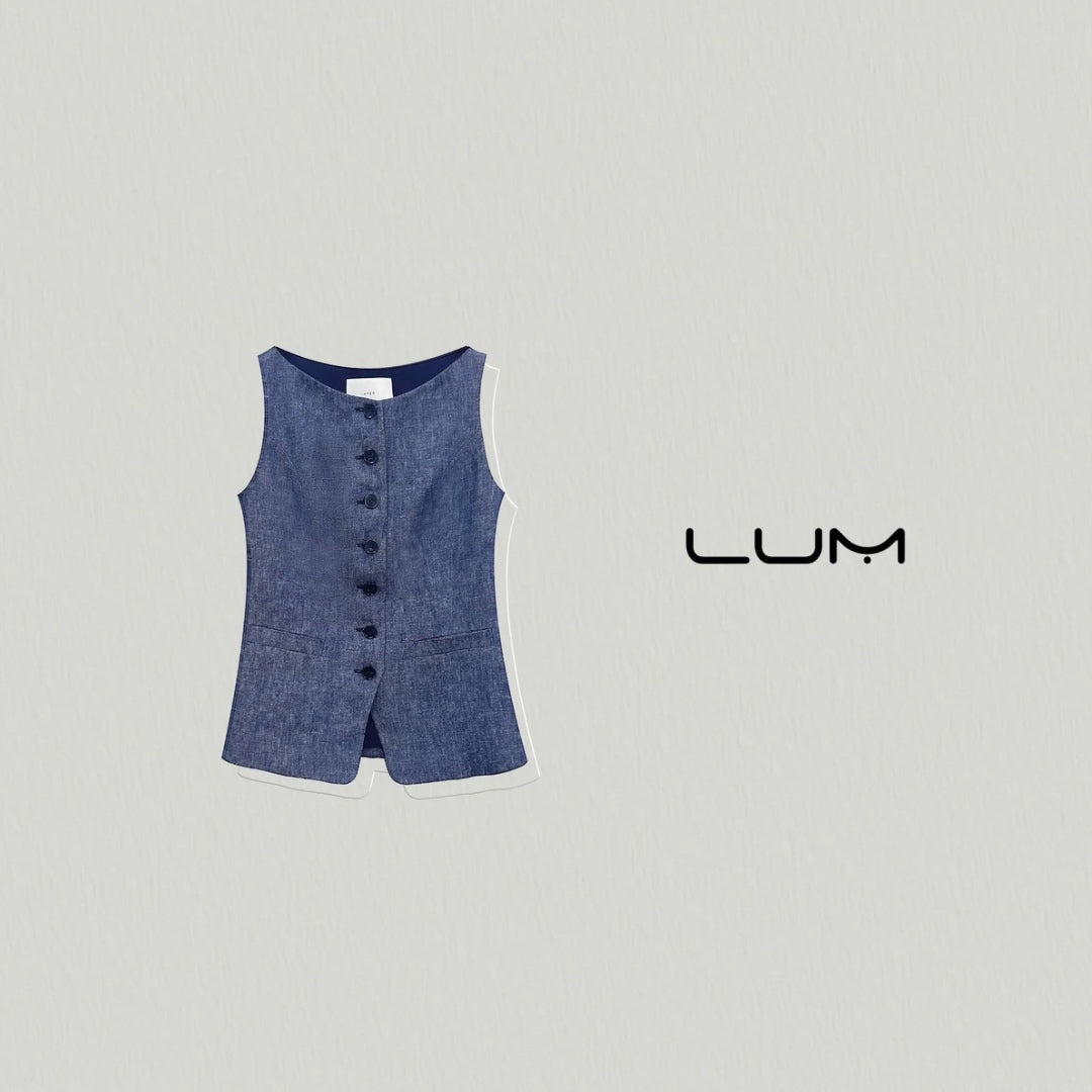 Denim Old Money Style One-Shoulder Linen Vest