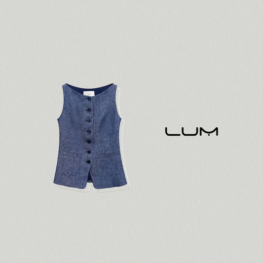 Denim Old Money Style One-Shoulder Linen Vest