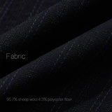 Dark Woven Stripes Fine-Spun Merino Wool Straight-Leg Pants