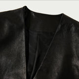 The king exists sheepskin collar wide-shouldered modern leather suit jacket